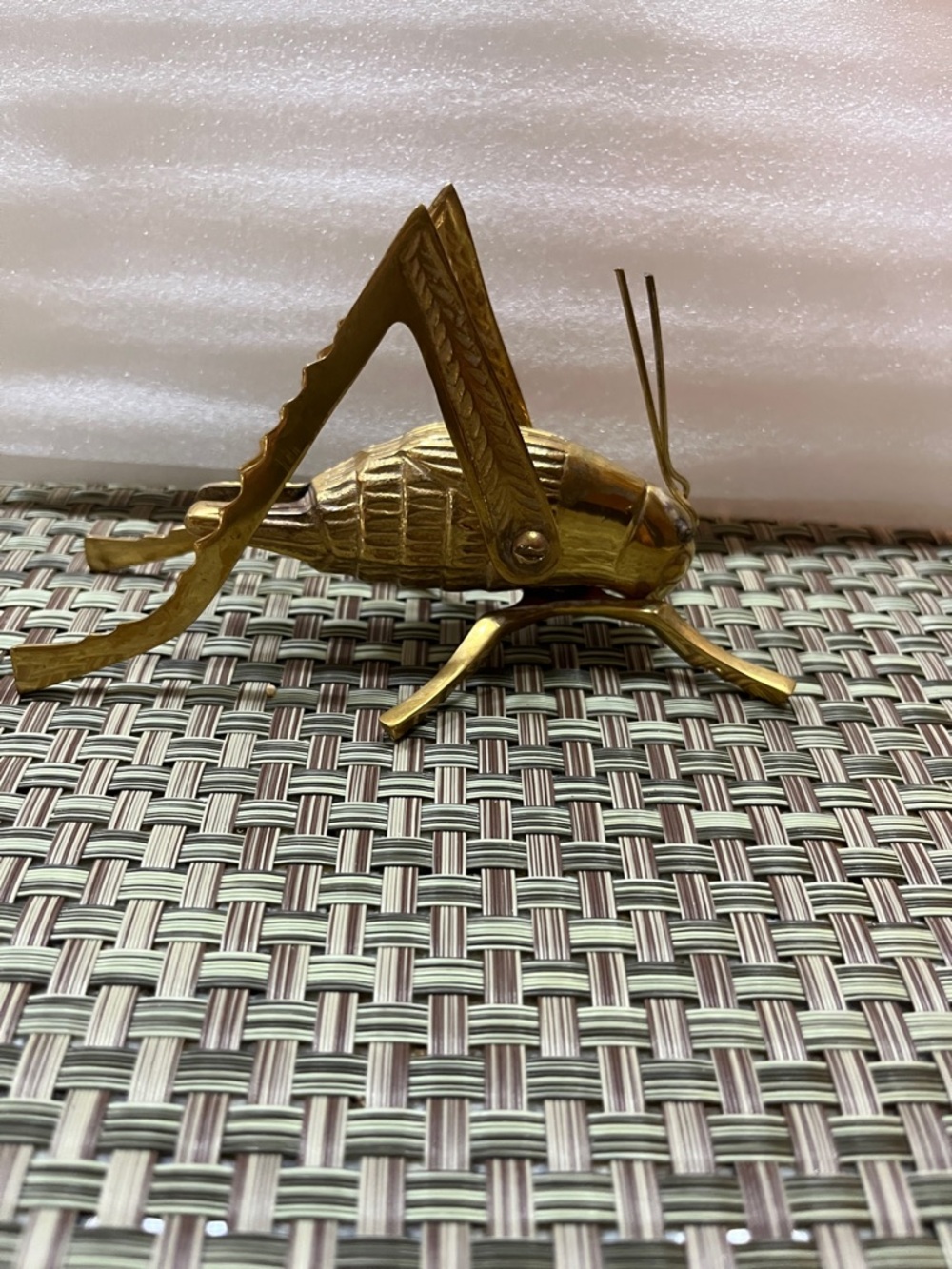 Brass Grasshopper Gold Tone Decorative Figurine